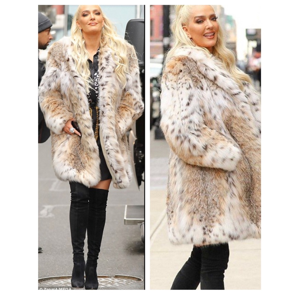 Erika Jayne RHOBH Snow Leopard Luxe Vegan Faux Fur Car Coat EC VTG LEARSI XL 1X